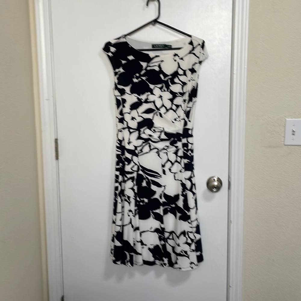 Lauren RL Navy Blue white sleeveless dress 4